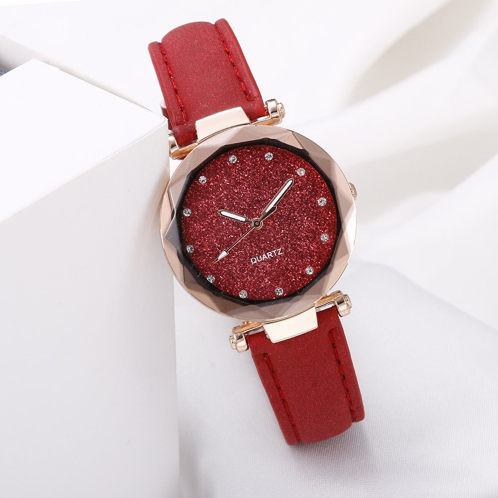 Exclusive Casual Women Romantic Starry Sky Wrist Watch — Red — Alternate View 11