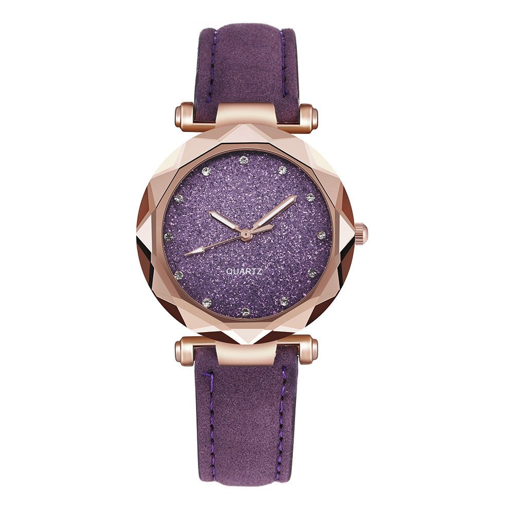 Exclusive Casual Women Romantic Starry Sky Wrist Watch — Red — Side View