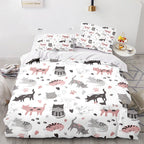 Exclusive Cat Series 3d Digital Printed Quilt Cover Three-piece Set — cat — Size 200x230cm — Front View