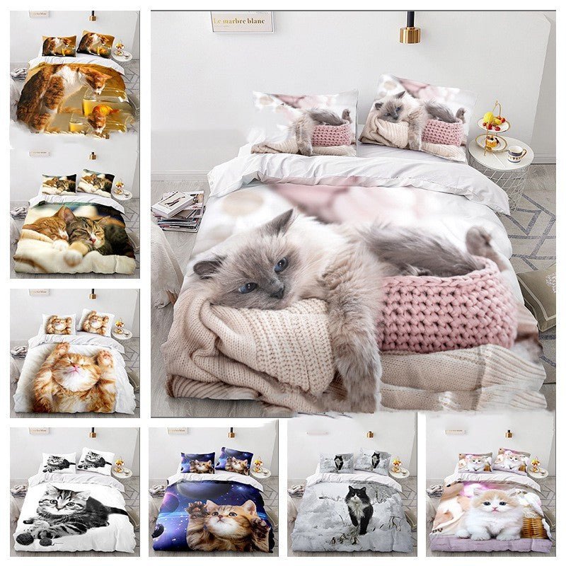 Exclusive Cat Series 3d Digital Printed Quilt Cover Three-piece Set — cat — Size 200x230cm — Alternate View 10