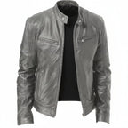 Exclusive Men's PU Leather Jacket ? Zip-Up Cardigan Style with Patch Pockets ? Khaki ? Size S ? Alternate View 12
