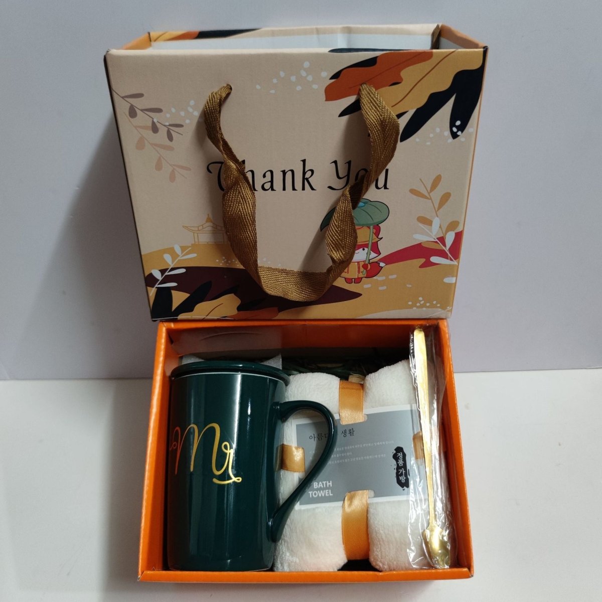 Exclusive Ceramic Cup Gift Box | Elegant & Practical Gift Set — Towel Bear Dark Green Suit — Size 375ml — Alternate View 11