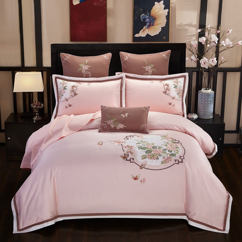 Exclusive Chinese national style bedding — Green — Size 220x240cm — Side View