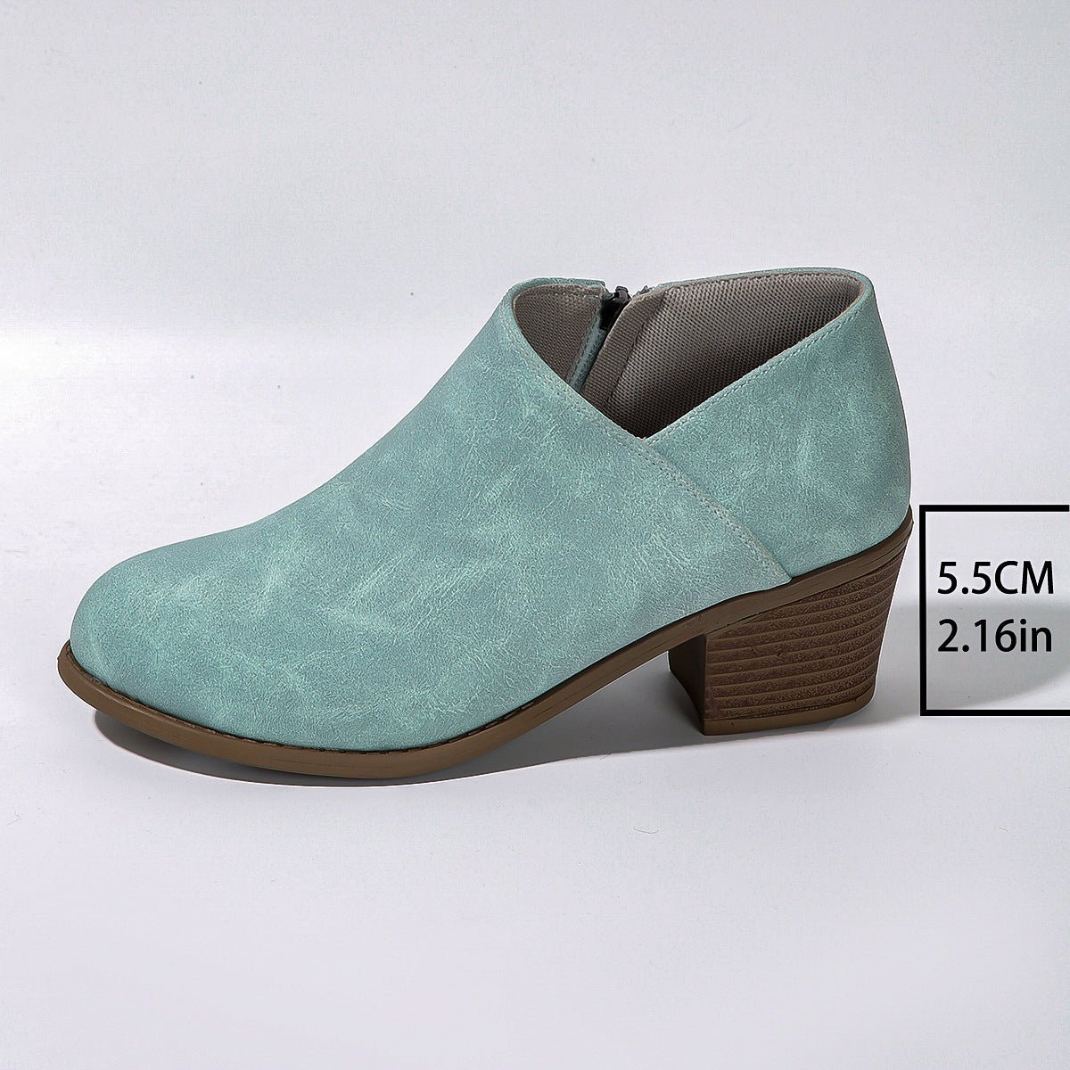 Exclusive Chunky Heel Round Toe Ankle Boots — Blue — Size 36. — Alternate View 8