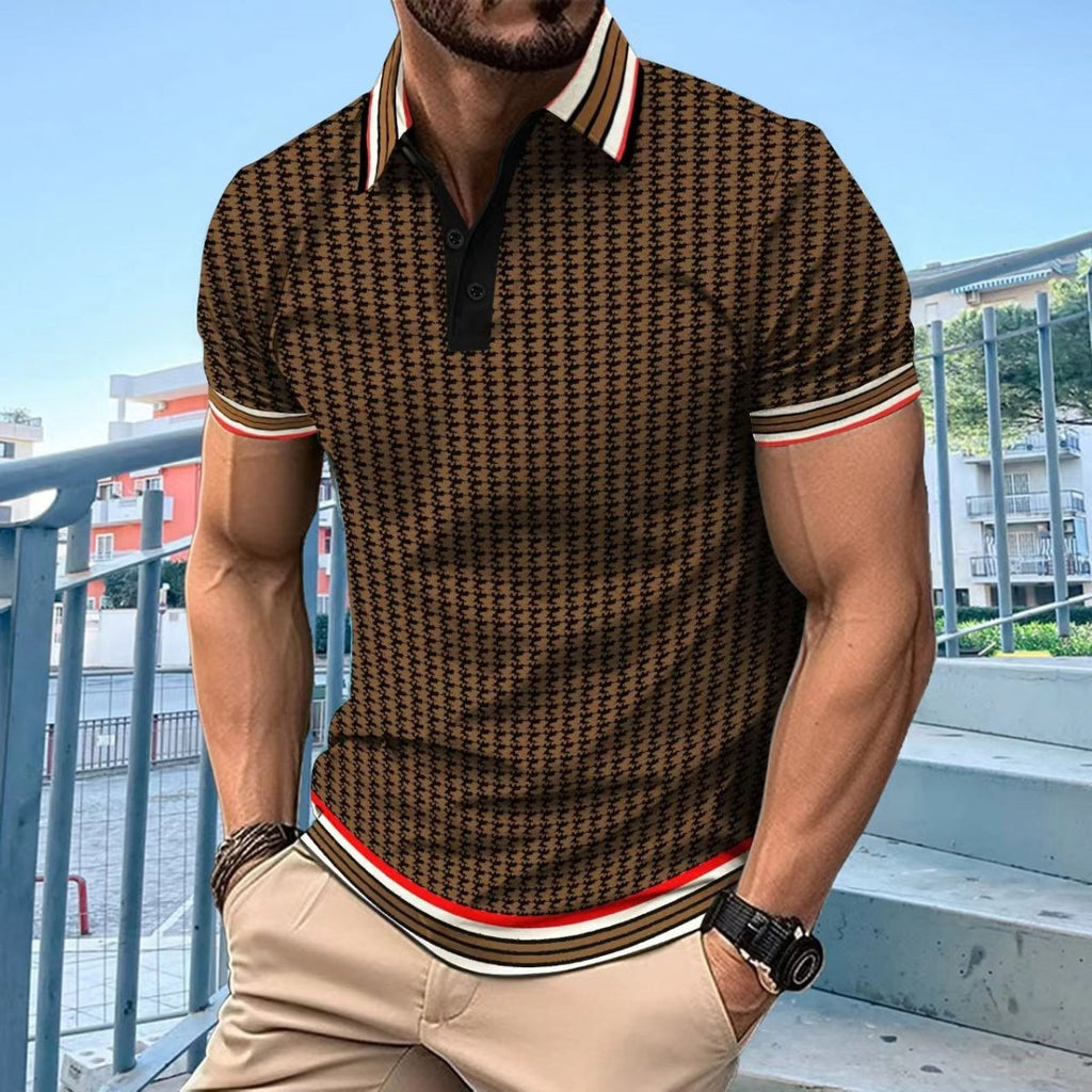 Exclusive Color Block Button Short Sleeve T-shirt Top — Yellow — Size S — Side View