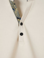 Exclusive Color Stitching Stand-collar Short Sleeve Button Fashion — White — Size S — Alternate View 12