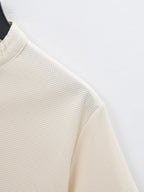 Exclusive Color Stitching Stand-collar Short Sleeve Button Fashion — White — Size S — Alternate View 11