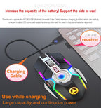 Exclusive Color Wireless Gaming RGB Rechargeable Mute Button Mouse — Grey — Alternate View 9
