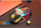 Exclusive Color Wireless Gaming RGB Rechargeable Mute Button Mouse — Grey — Detail View