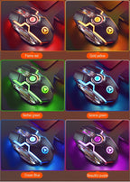 Exclusive Color Wireless Gaming RGB Rechargeable Mute Button Mouse — Grey — Alternate View 14