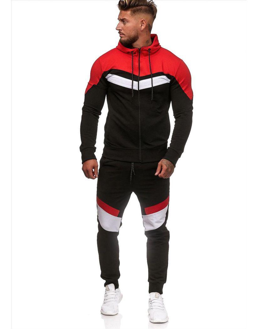 Exclusive Colorblock Hoodie Sportswear — Red — Size 3XL — Detail View