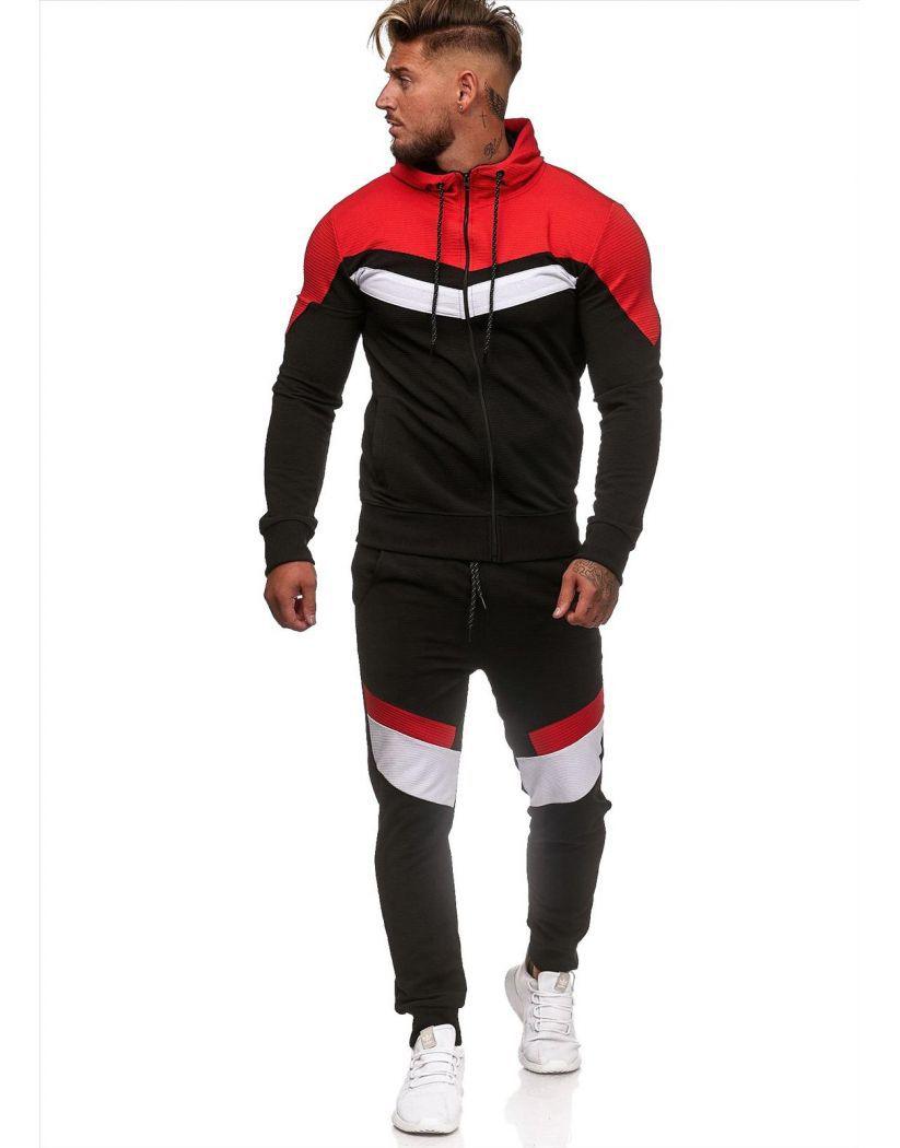 Exclusive Colorblock Hoodie Sportswear — Red — Size 3XL — Alternate View 8