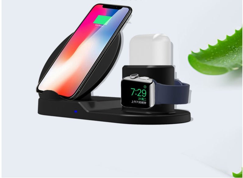 Exclusive 3-in-1 Wireless Charger — White+AU Plug — Size 1pcs — Side View