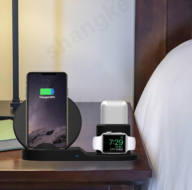 Exclusive 3-in-1 Wireless Charger — White+AU Plug — Size 1pcs — Front View