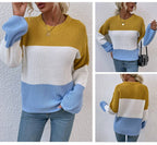 Exclusive Contrast Color Sweater Lantern Sleeve Pullover — Pink — Size S — Alternate View 7