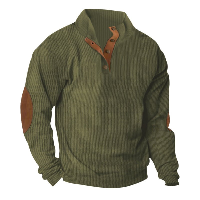 Exclusive Corduroy Casual Stand Collar Sweater — Fruit Green — Size S — Alternate View 13