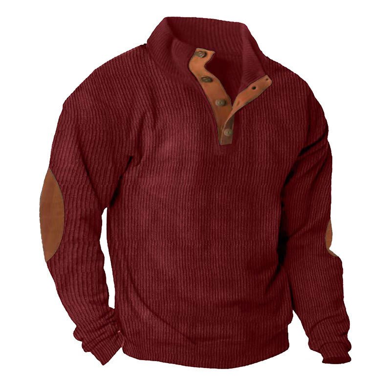 Exclusive Corduroy Casual Stand Collar Sweater — Fruit Green — Size S — Alternate View 14