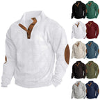Exclusive Corduroy Casual Stand Collar Sweater — Fruit Green — Size S — Front View