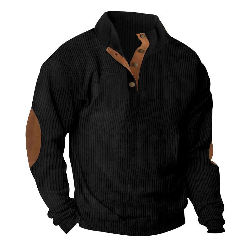 Exclusive Corduroy Casual Stand Collar Sweater — Fruit Green — Size S — Alternate View 8