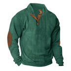 Exclusive Corduroy Casual Stand Collar Sweater — Fruit Green — Size S — Lifestyle View