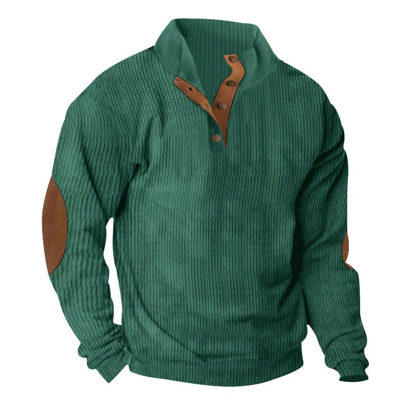 Exclusive Corduroy Casual Stand Collar Sweater — Fruit Green — Size S — Lifestyle View