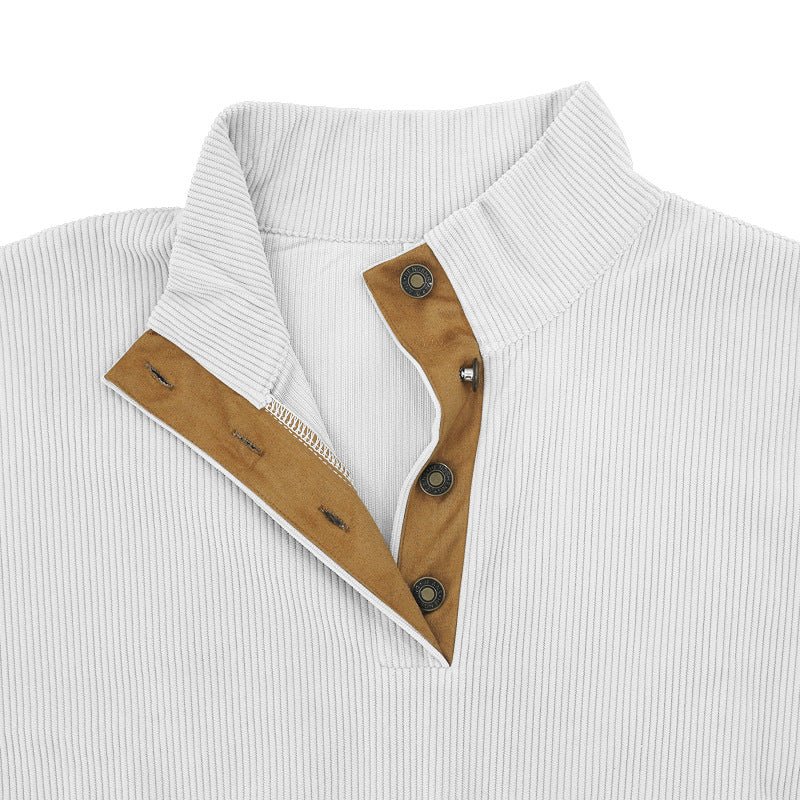 Exclusive Corduroy Casual Stand Collar Sweater — Fruit Green — Size S — Alternate View 20
