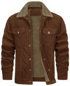 Exclusive Corduroy Lapel Long Sleeve Plush Jacket Coat | Stylish & Warm — Black Dark Gray Fur — Size L — Alternate View 12
