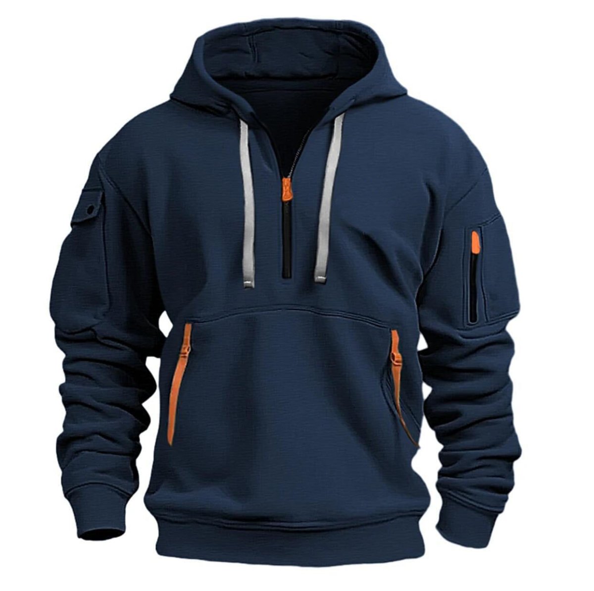 Exclusive Cotton Dropped Shoulder Hooded Sweatshirt — Black — Size 3XL — Detail View