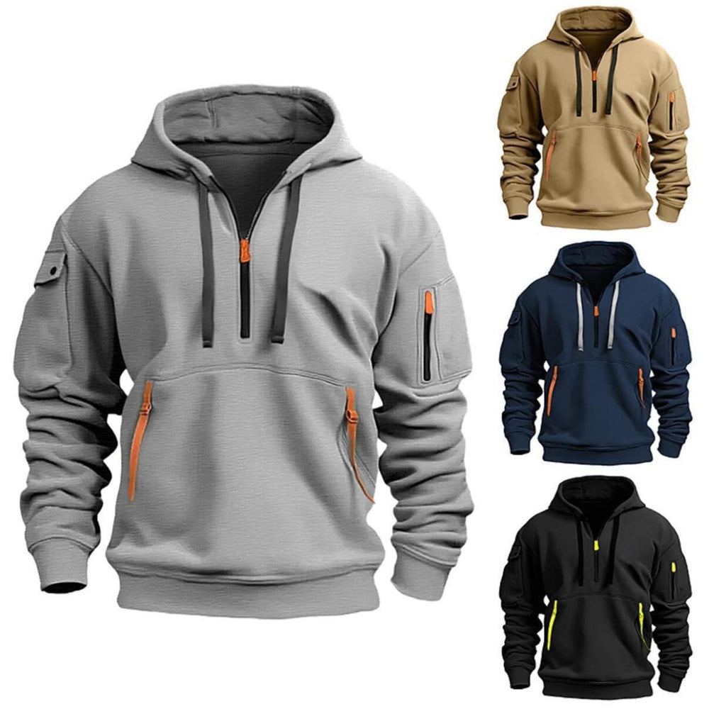 Exclusive Cotton Dropped Shoulder Hooded Sweatshirt — Black — Size 3XL — Front View