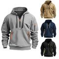 Exclusive Cotton Dropped Shoulder Hooded Sweatshirt — Black — Size 3XL — Front View
