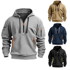 Exclusive Cotton Dropped Shoulder Hooded Sweatshirt — Black — Size 3XL — Front View