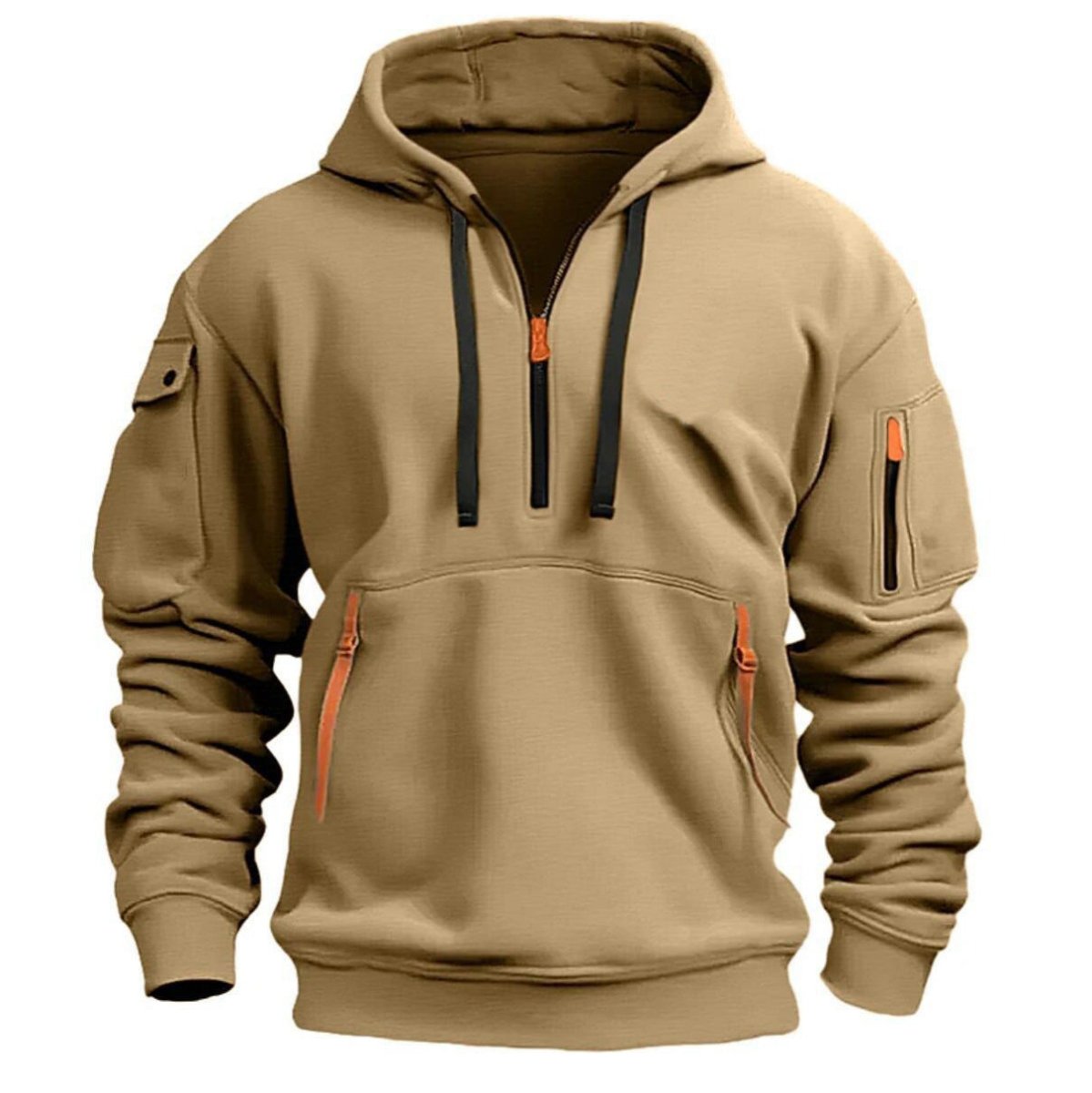 Exclusive Cotton Dropped Shoulder Hooded Sweatshirt — Black — Size 3XL — Top View