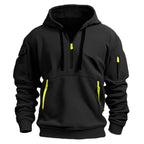 Exclusive Cotton Dropped Shoulder Hooded Sweatshirt — Black — Size 3XL — Side View