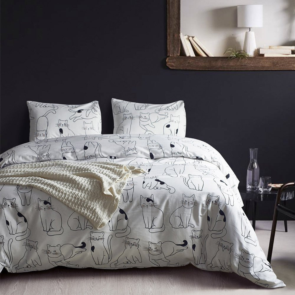 Exclusive Cotton four-piece three-piece bedding — White — Size 1.5m3pc set — Front View
