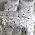 Exclusive Cotton four-piece three-piece bedding — White — Size 1.5m3pc set — Back View
