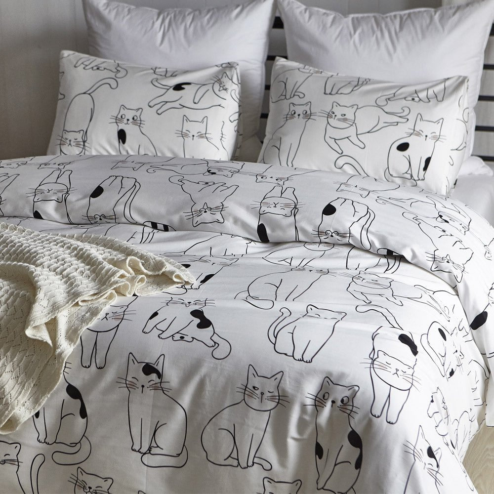 Exclusive Cotton four-piece three-piece bedding — White — Size 1.5m3pc set — Back View