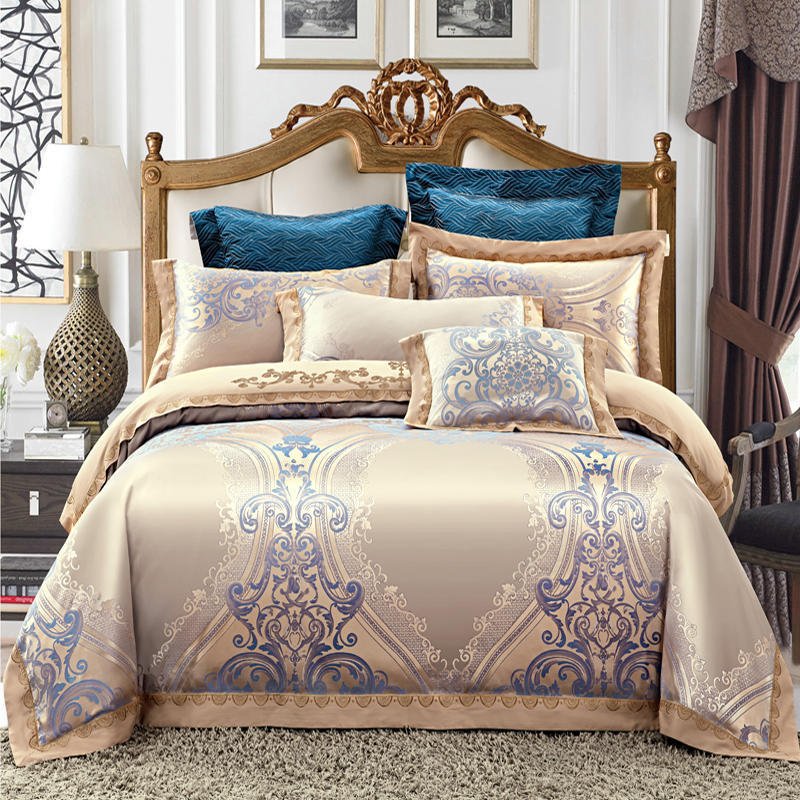 Exclusive Cotton Wedding Bedding — Blue Camel — Size 1.5M — Front View
