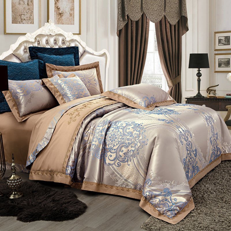 Exclusive Cotton Wedding Bedding — Blue Camel — Size 1.5M — Side View