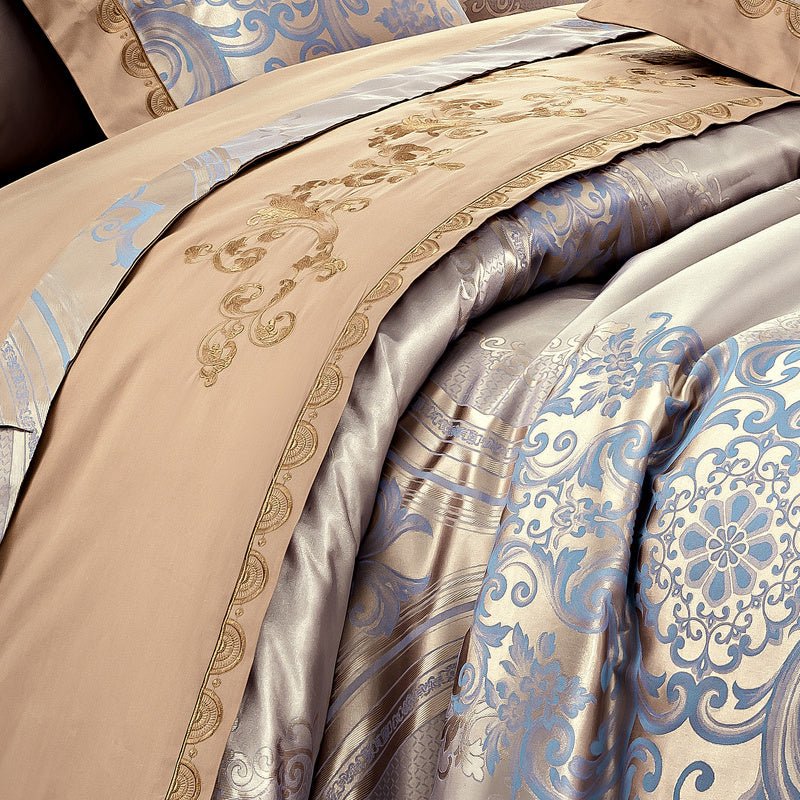 Exclusive Cotton Wedding Bedding — Blue Camel — Size 1.5M — Back View