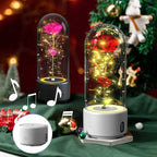 Exclusive 2-in-1 Rose LED Light & Bluetooth Speaker — Black Base Red Flower — Front View