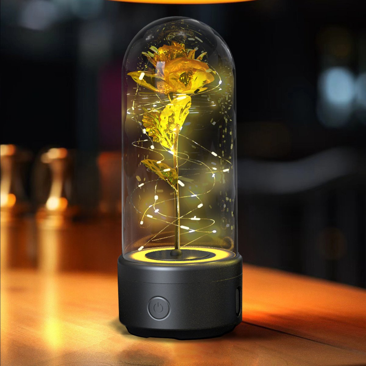 Exclusive 2-in-1 Rose LED Light & Bluetooth Speaker — Black Base Red Flower — Alternate View 14