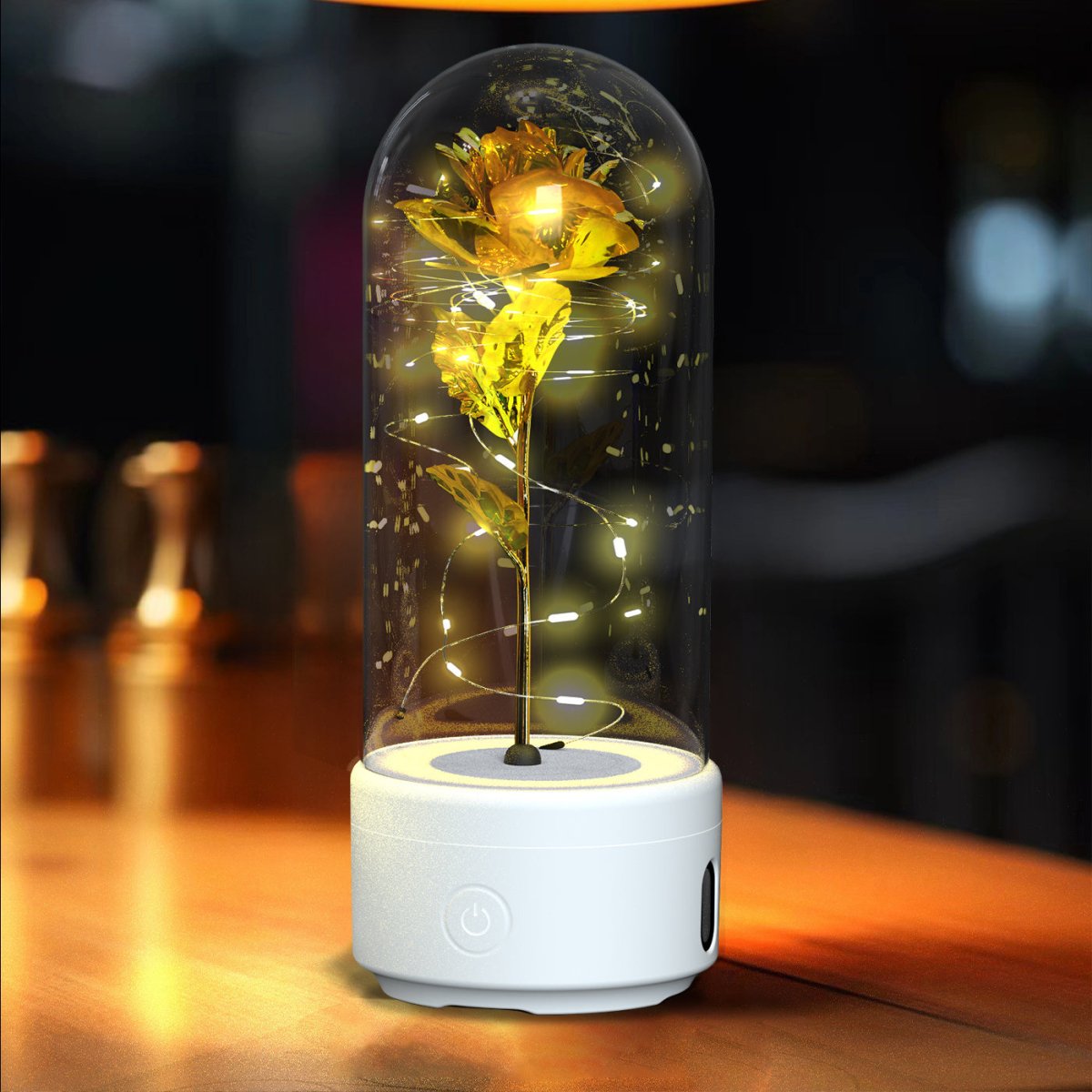 Exclusive 2-in-1 Rose LED Light & Bluetooth Speaker — Black Base Red Flower — Alternate View 19