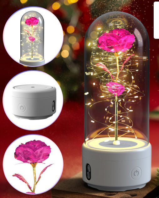 Exclusive 2-in-1 Rose LED Light & Bluetooth Speaker — Black Base Red Flower — Alternate View 16