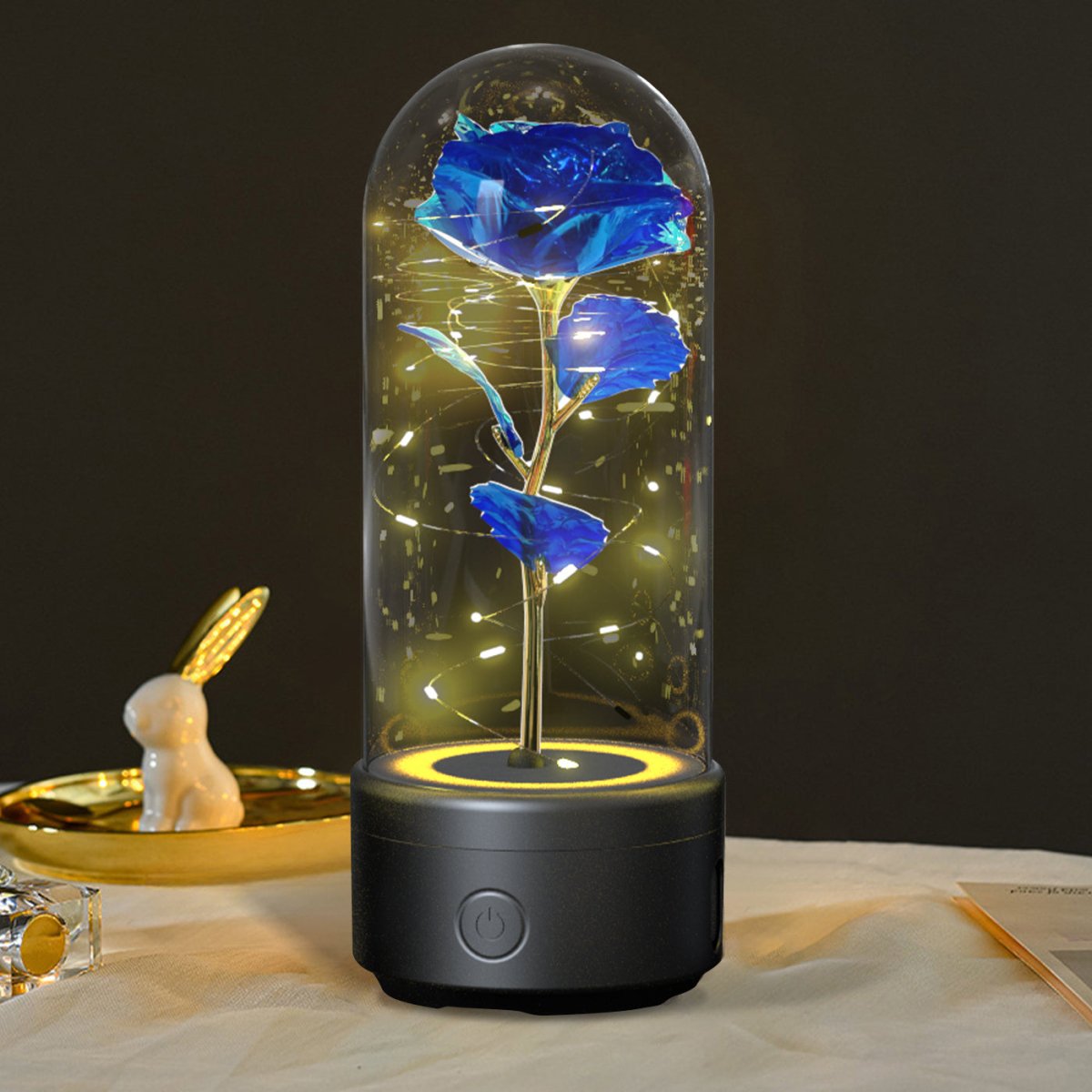 Exclusive 2-in-1 Rose LED Light & Bluetooth Speaker — Black Base Red Flower — Alternate View 12