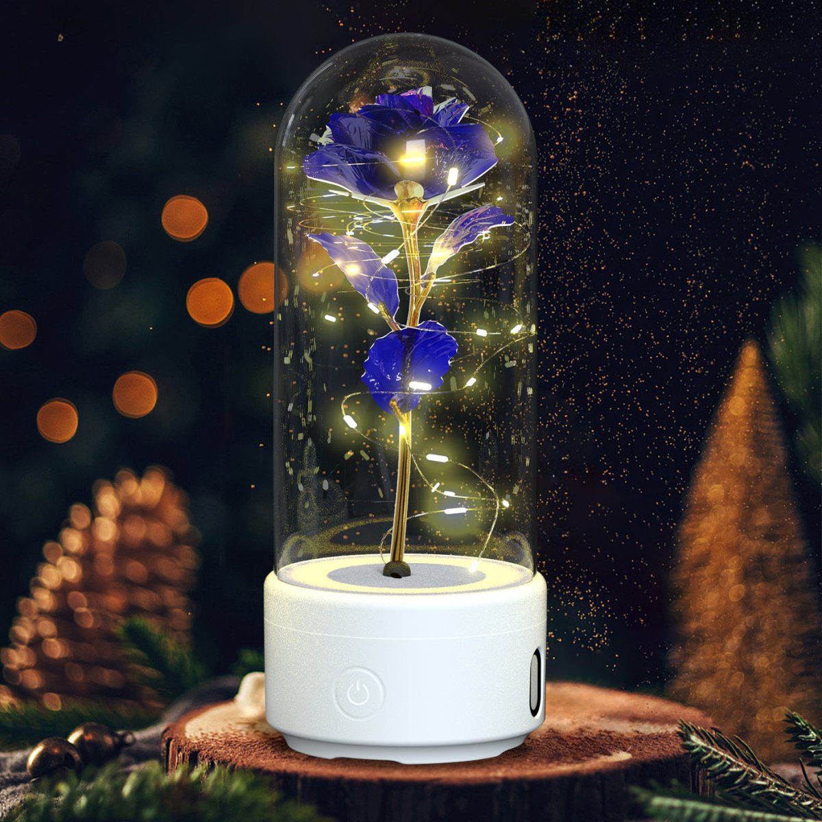 Exclusive 2-in-1 Rose LED Light & Bluetooth Speaker — Black Base Red Flower — Alternate View 18