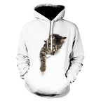 Exclusive Creative Cat 3D Digital Print Hoodie — A — Size 2XL — Side View