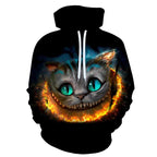 Exclusive Creative Cat 3D Digital Print Hoodie — A — Size 2XL — Top View