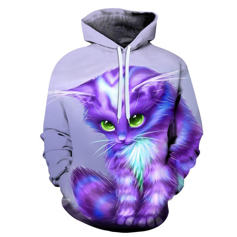 Exclusive Creative Cat 3D Digital Print Hoodie — A — Size 2XL — Back View