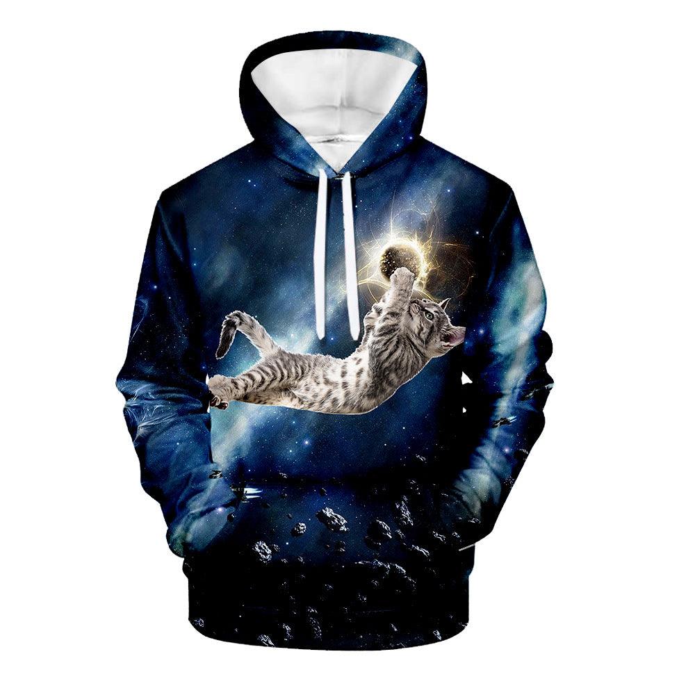 Exclusive Creative Cat 3D Digital Print Hoodie — A — Size 2XL — Alternate View 7