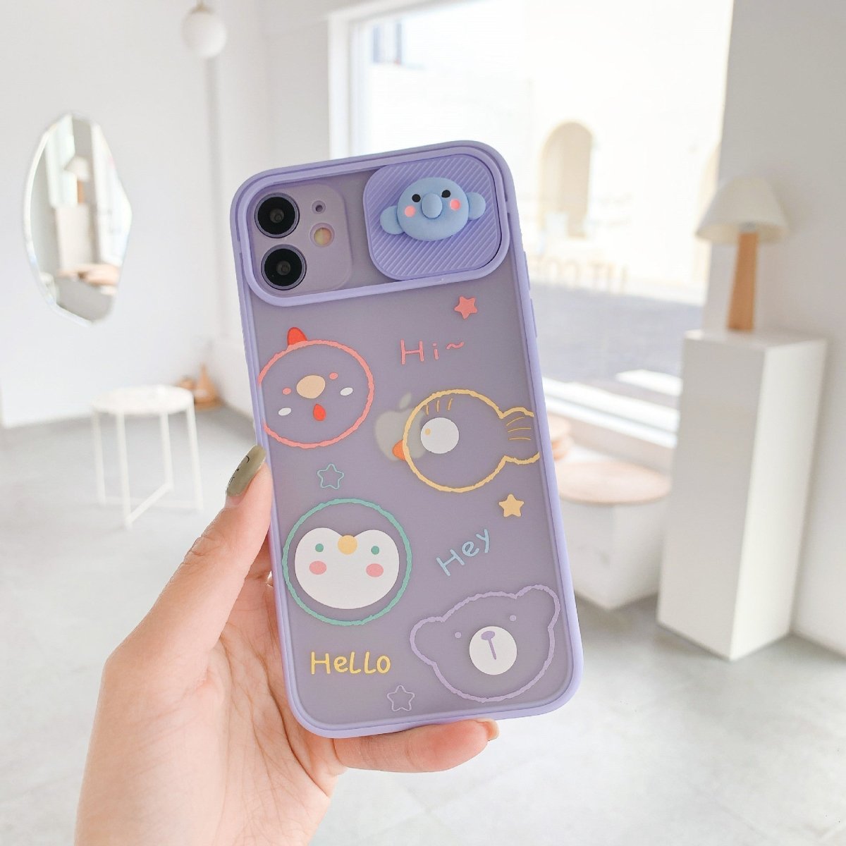 Exclusive Creative New Cartoon Window Mobile Phone Case — Yellow — Size iPhone7/8 — Back View